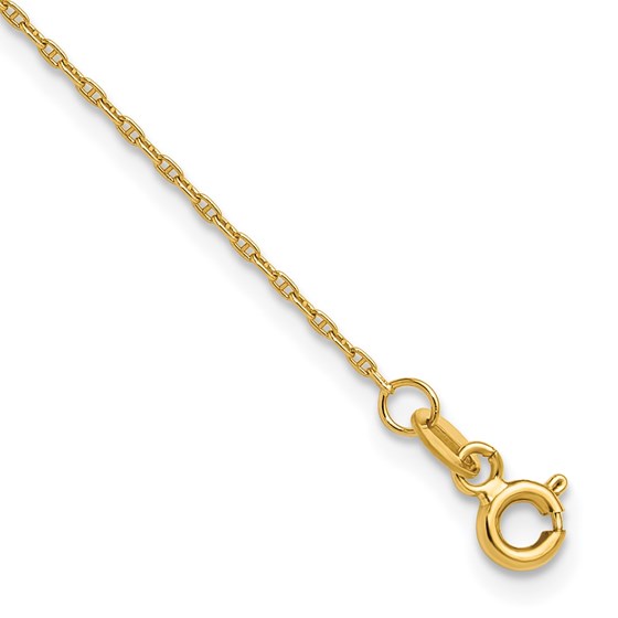 14K Yellow Gold 1.05mm Mariners Link Chain - 8 in. 14K Yellow Gold 1.05mm Mariners Link Chain - 8 in.