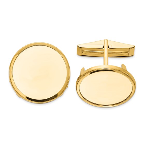 14k Yellow Gold 1/10 oz Panda Polished Plain Bezel Cuff Links 14k Yellow Gold 1/10 oz Panda Polished Plain Bezel Cuff Links
