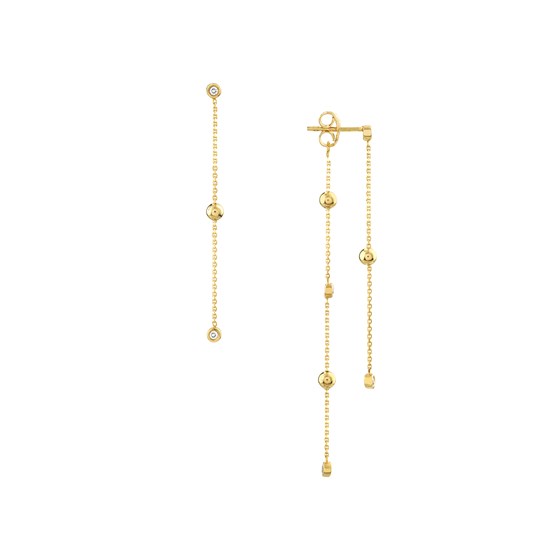 14K Yellow Gold 1/10Ct Dia Alt 3 mm Ball Drop Earring