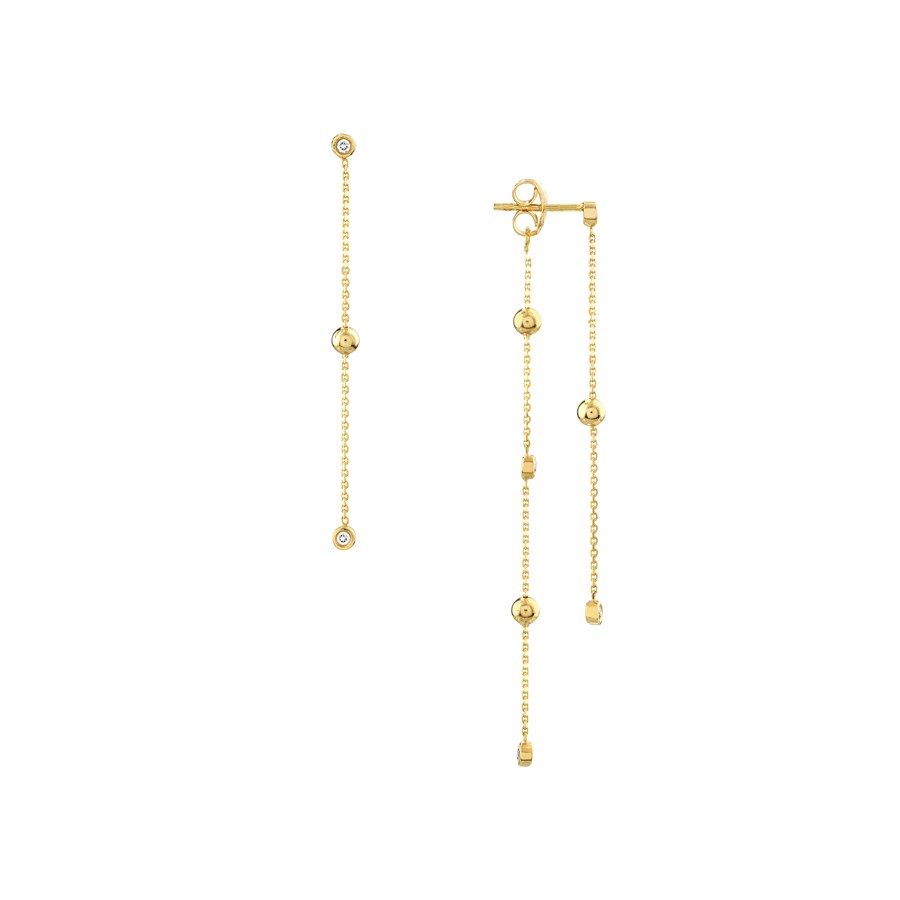 14K Yellow Gold 1/10Ct Dia Alt 3 mm Ball Drop Earring