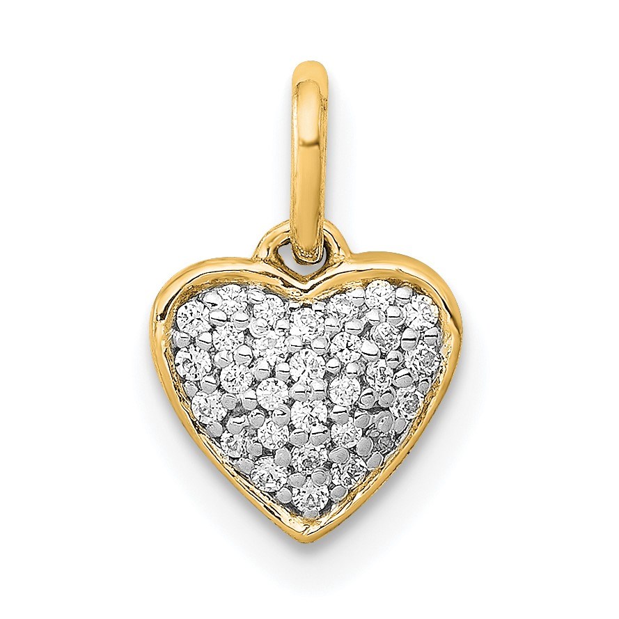 14K Yellow Gold 1/10ct. Diamond Heart Pendant - 12 mm
