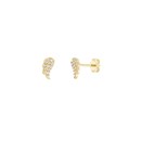 14K Yellow Gold 1/10Ct Pave Dia Angel Wings Stud Earring