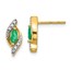 14k Yellow Gold 1/15Ct Diamond & Emerald Earrings - 13 mm