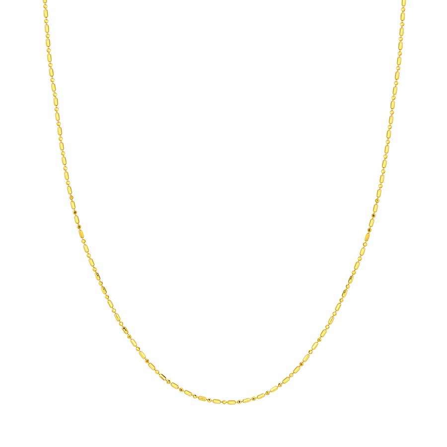 14K Yellow Gold 1.2 mm Bead Chain w/ Lobster Clasp - 16 in.