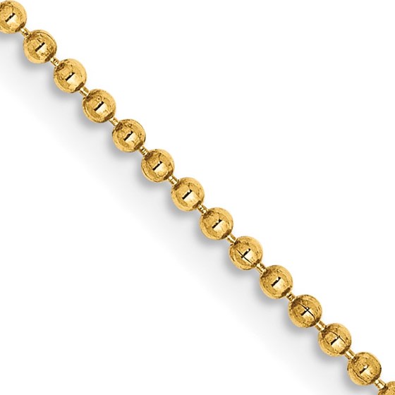 14K Yellow Gold 1.2mm D/C Beaded Pendant Chain - 22 in. 14K Yellow Gold 1.2mm D/C Beaded Pendant Chain - 22 in.
