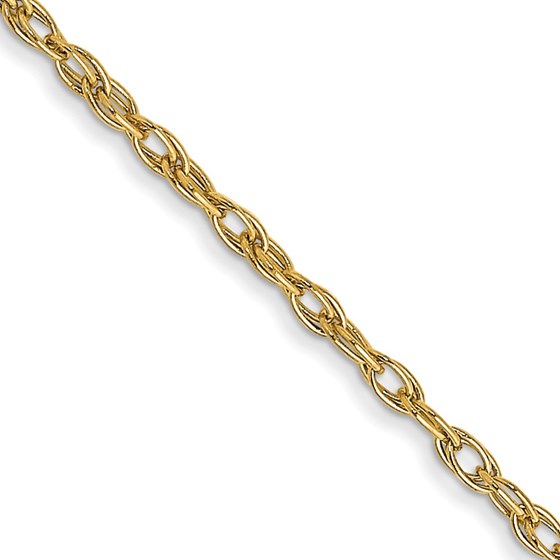 14K Yellow Gold 1.35mm Carded Cable Rope Chain - 22 in. 14K Yellow Gold 1.35mm Carded Cable Rope Chain - 22 in.