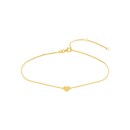 14K Yellow Gold 1.5 mm Rolo Chain Mini Heart Anklet - 10 in.