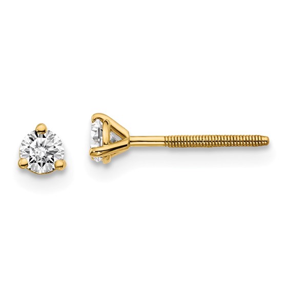 14k Yellow Gold 1/5ct Cert. Lab Grown Diamond 3-Prong Earring 14k Yellow Gold 1/5ct Cert. Lab Grown Diamond 3-Prong Earring