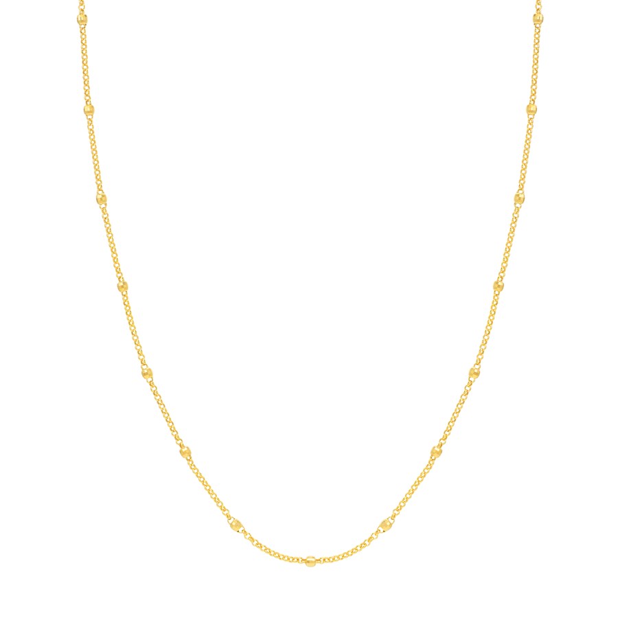 14K Yellow Gold 1.90 mm Disco Bead Rolo Chain Neck - 18 in.