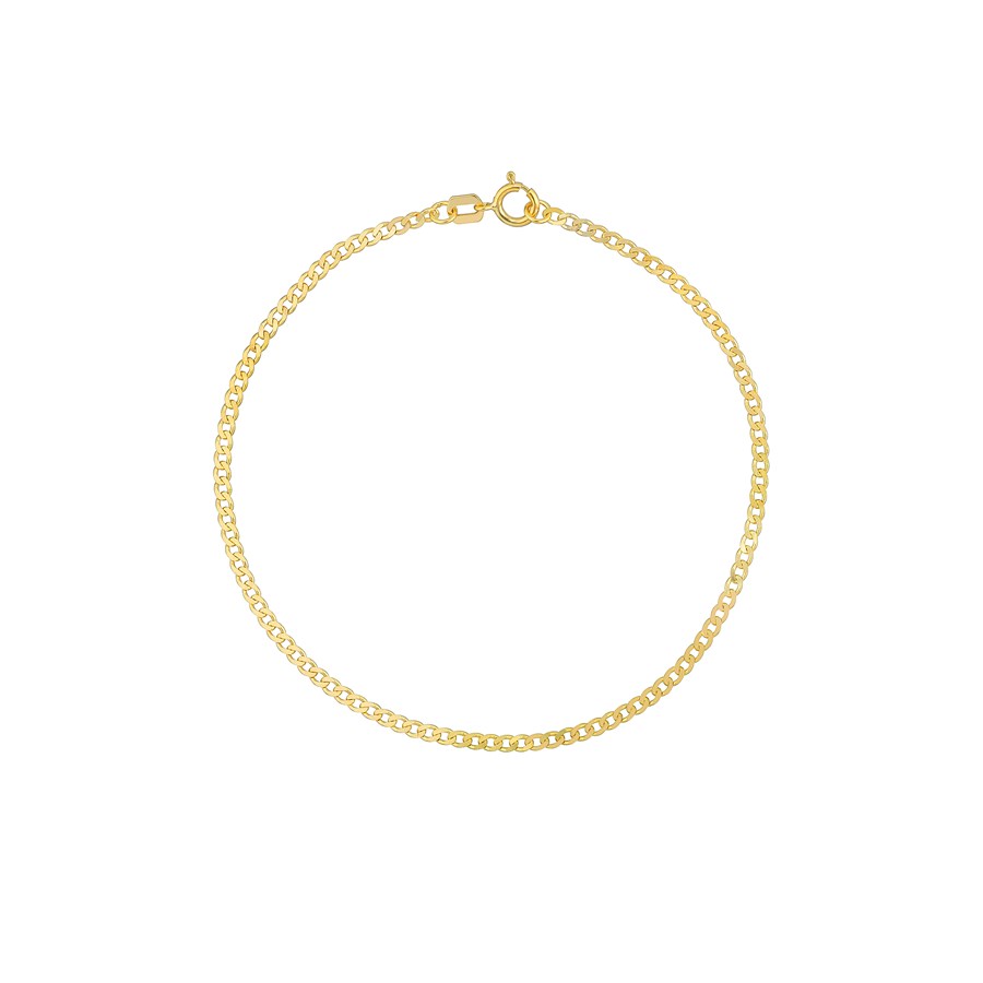 14K Yellow Gold 1.95 mm Open Curb Chain Bracelet - 7.25 in.