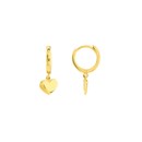 14K Yellow Gold 10M Baby Hoops w/Dangle Puff Earrings