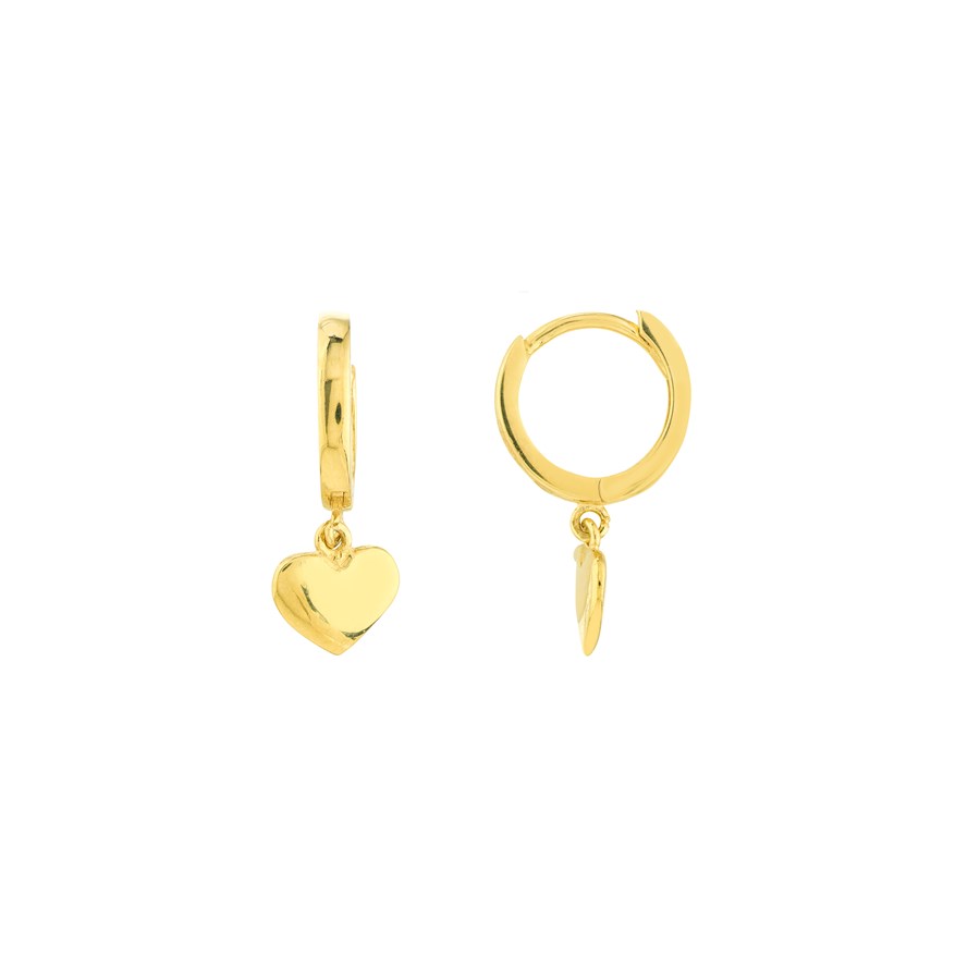 14K Yellow Gold 10M Baby Hoops w/Dangle Puff Earrings