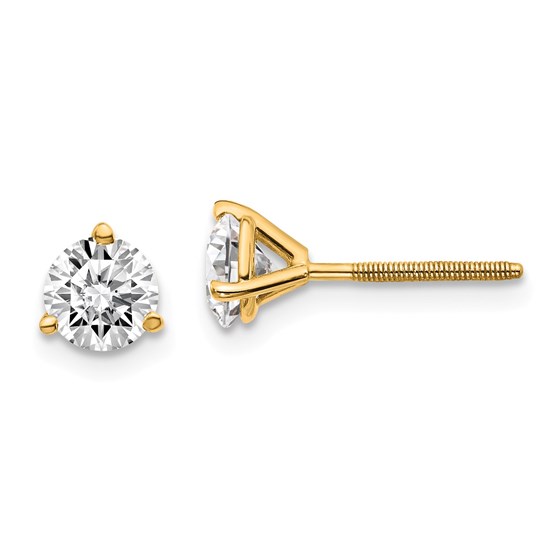 14k Yellow Gold 1ct Cert. Lab Grown Diamond 3-Prong Earring 14k Yellow Gold 1ct Cert. Lab Grown Diamond 3-Prong Earring