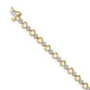 14k Yellow Gold 1ct Diamond Heart Link Bracelet - 7 in.