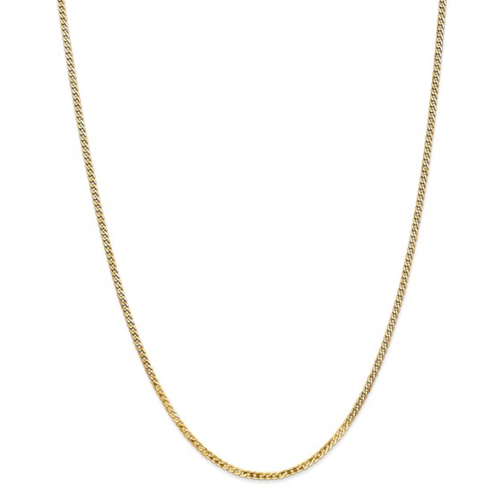14k Yellow Gold 2.2 mm Beveled Curb Chain - 22 in.