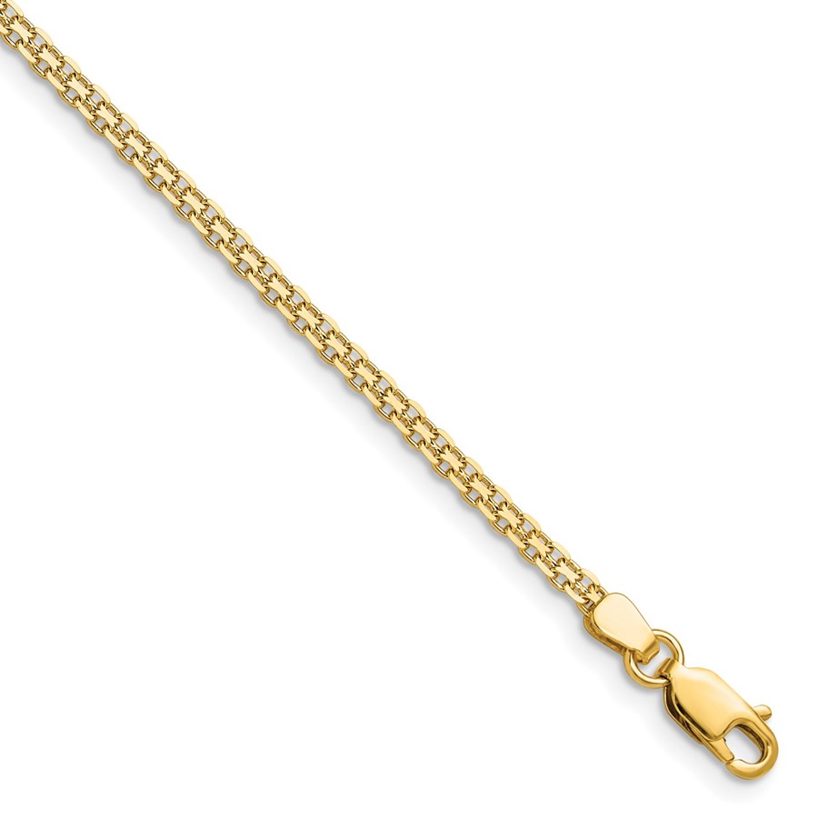 14K Yellow Gold 2.2mm Lightweight Flat Bismark Chain - 7 in.