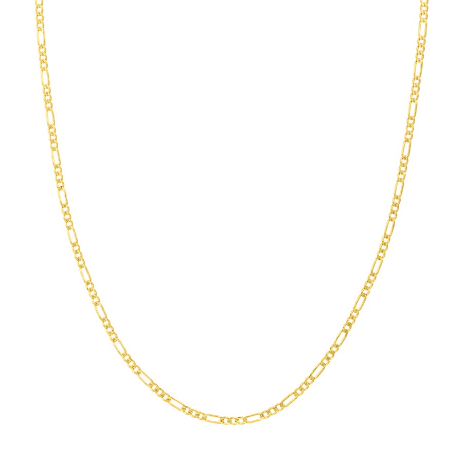 14K Yellow Gold 2.36mm Concave Link Figaro Chain - 18 in.