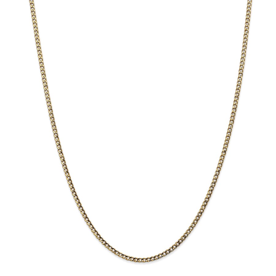 14k Yellow Gold 2.5 mm Semi-Solid Curb Link Chain - 28 in.