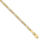 14k Yellow Gold 2.5 mm Semi-Solid Figaro Chain - 9 in.