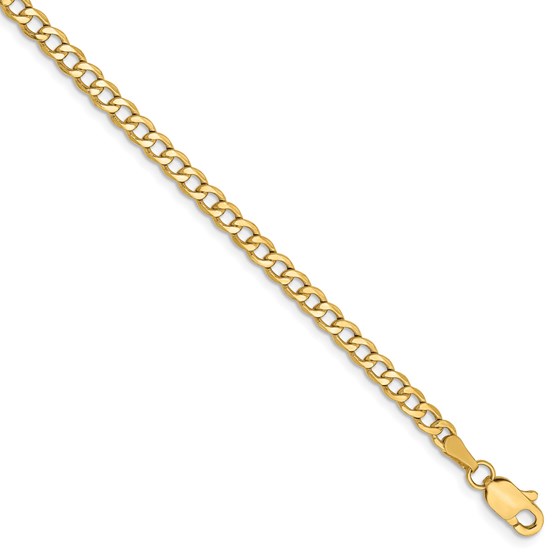 14k Yellow Gold 2.85 mm Semi-Solid Curb Link Chain - 7 in. 14k Yellow Gold 2.85 mm Semi-Solid Curb Link Chain - 7 in.