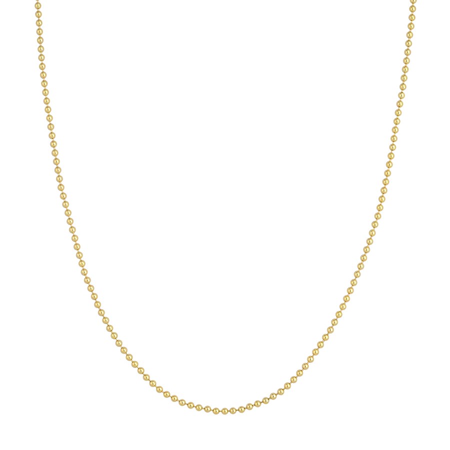 14K Yellow Gold 2 mm Bead Chain w/ Lobster Clasp - 18 in.