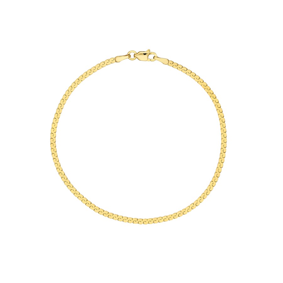 14K Yellow Gold 2 mm Serpentine Chain Bracelet - 7.5 in.