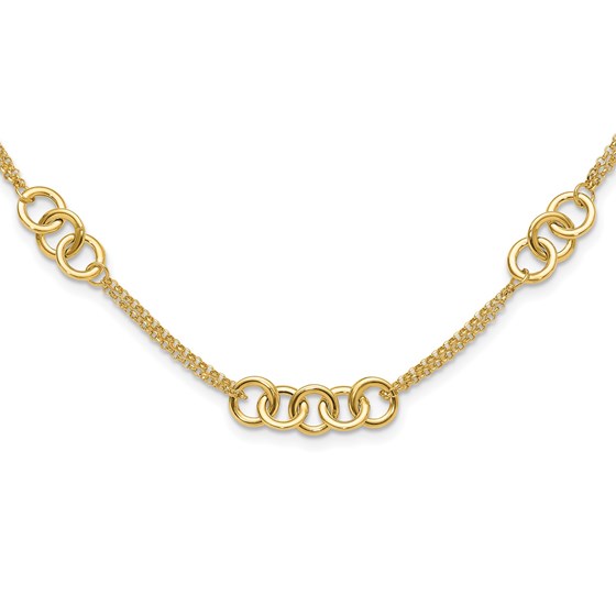 14K Yellow Gold 2-Strand Linked Circle Necklace - 17 in. 14K Yellow Gold 2-Strand Linked Circle Necklace - 17 in.