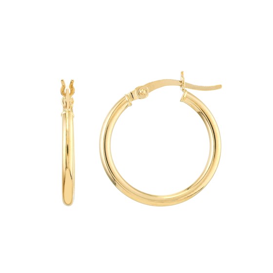 14K Yellow Gold 2 X 20 mm Round Tube Polished Hoops