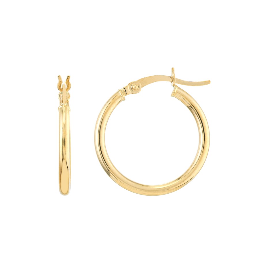14K Yellow Gold 2 X 20 mm Round Tube Polished Hoops