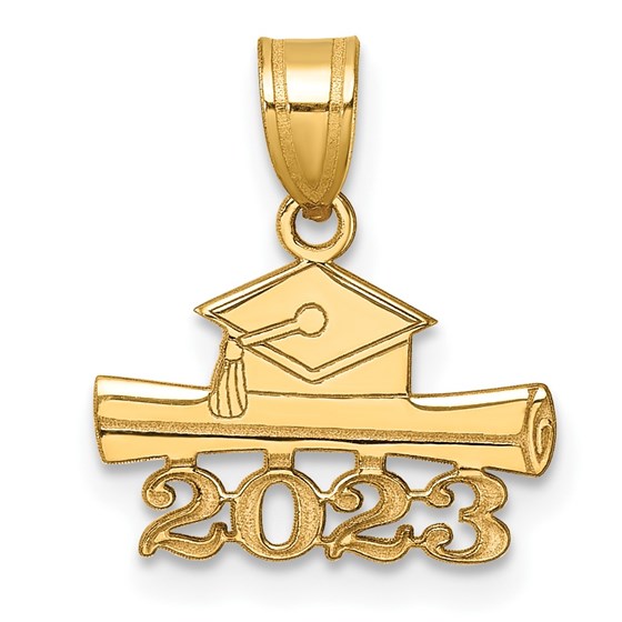 14K Yellow Gold 2023 Graduation Cap and Diploma Charm - 16.4 mm