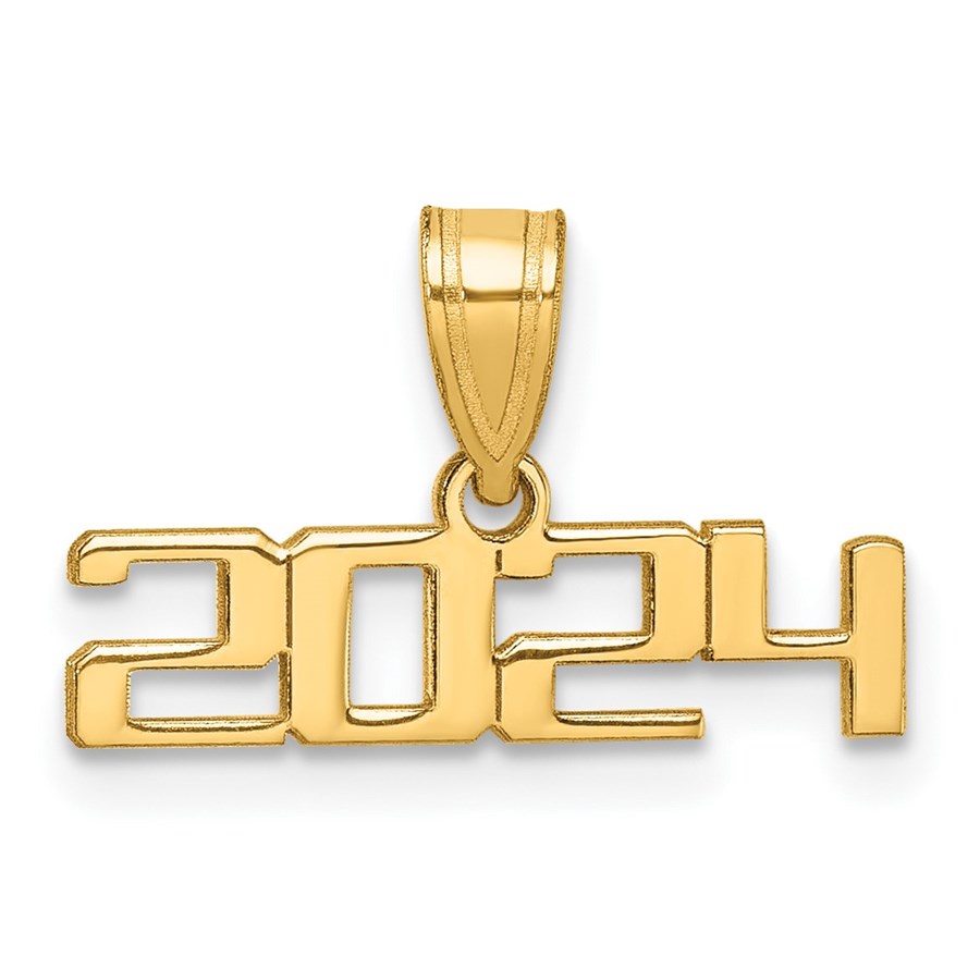 14K Yellow Gold 2024 Graduation Charm 12 mm