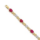 14k Yellow Gold .21ct Diamond and Ruby Bracelet - 7 in.