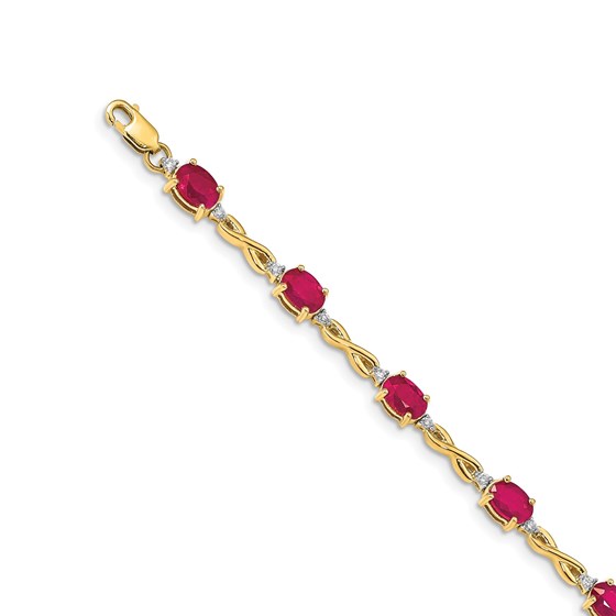 14k Yellow Gold .27ct Diamond and Ruby Bracelet - 7 in. 14k Yellow Gold .27ct Diamond and Ruby Bracelet - 7 in.