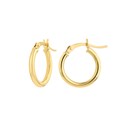 14K Yellow Gold 2X15mm Round Tube Polished Hoop Earring
