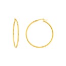 14K Yellow Gold 2X40mm Round Tube Polished Hoop Earring
