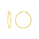 14K Yellow Gold 2X40mm Round Tube Polished Hoop Earring