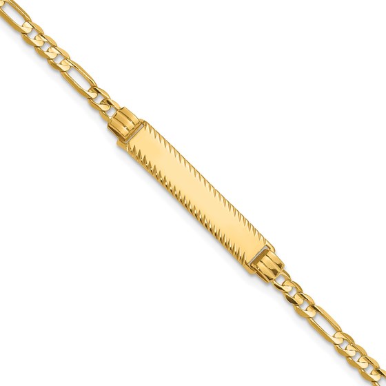 14K Yellow Gold 3.0mm Figaro Diamond Cut ID Bracelet - 8 in. 14K Yellow Gold 3.0mm Figaro Diamond Cut ID Bracelet - 8 in.