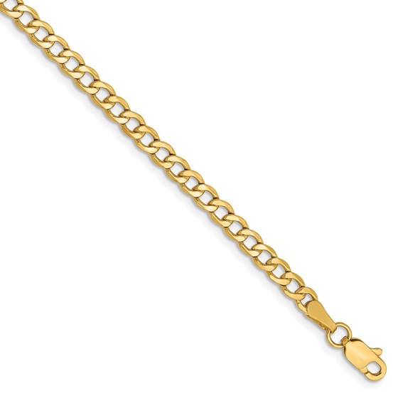 14k Yellow Gold 3.35 mm Semi-Solid Curb Link Chain - 10 in. 14k Yellow Gold 3.35 mm Semi-Solid Curb Link Chain - 10 in.