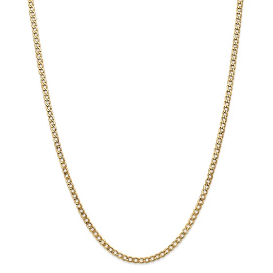 14k Yellow Gold 3.35 mm Semi-Solid Curb Link Chain - 22 in. 14k Yellow Gold 3.35 mm Semi-Solid Curb Link Chain - 22 in.