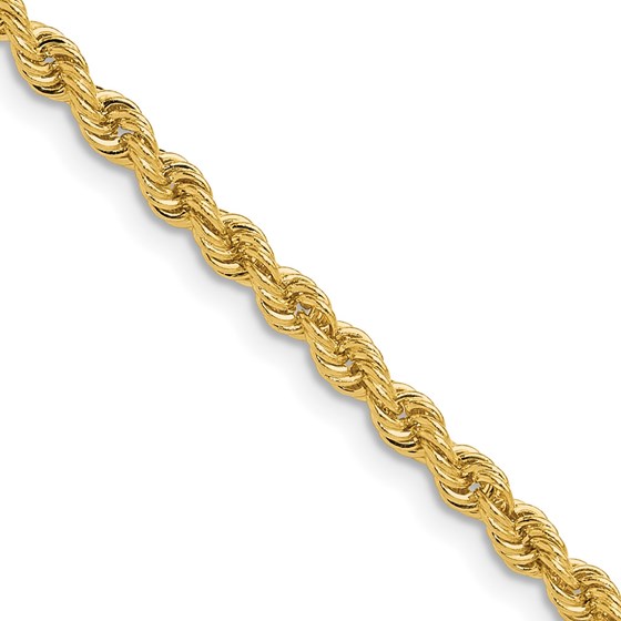 14K Yellow Gold 3.3mm Regular Rope Chain - 28 in. 14K Yellow Gold 3.3mm Regular Rope Chain - 28 in.