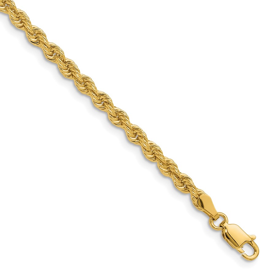 14K Yellow Gold 3.3mm Regular Rope Chain - 7 in.