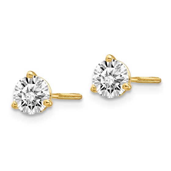 Buy 14k Yellow Gold 3/4ct Lab Grown Diamond 3-Prong Earring | APMEX