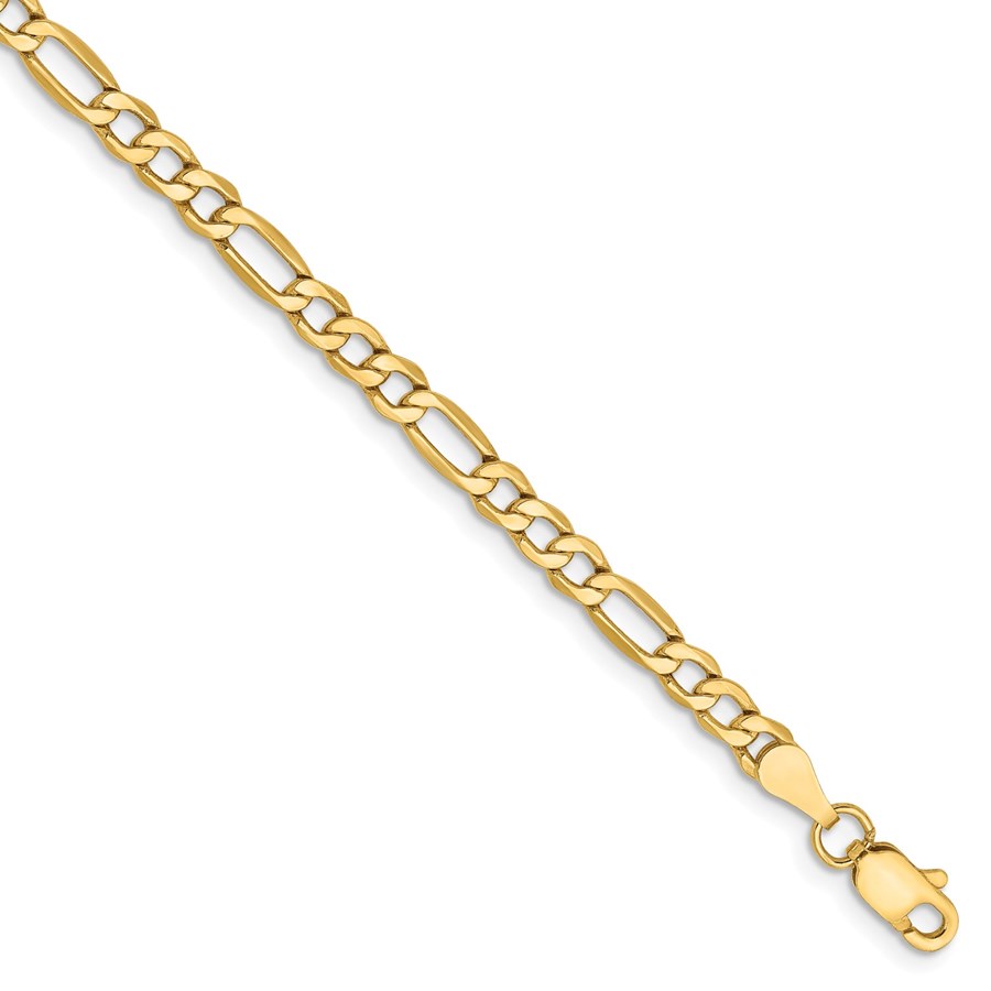 14k Yellow Gold 3.5 mm Semi-Solid Figaro Chain - 10 in.