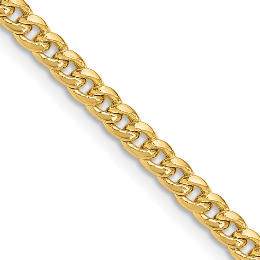 14K Yellow Gold 3.5mm Semi-Solid Miami Cuban Chain - 18 in.