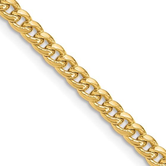 14K Yellow Gold 3.5mm Semi-Solid Miami Cuban Chain - 24 in. 14K Yellow Gold 3.5mm Semi-Solid Miami Cuban Chain - 24 in.