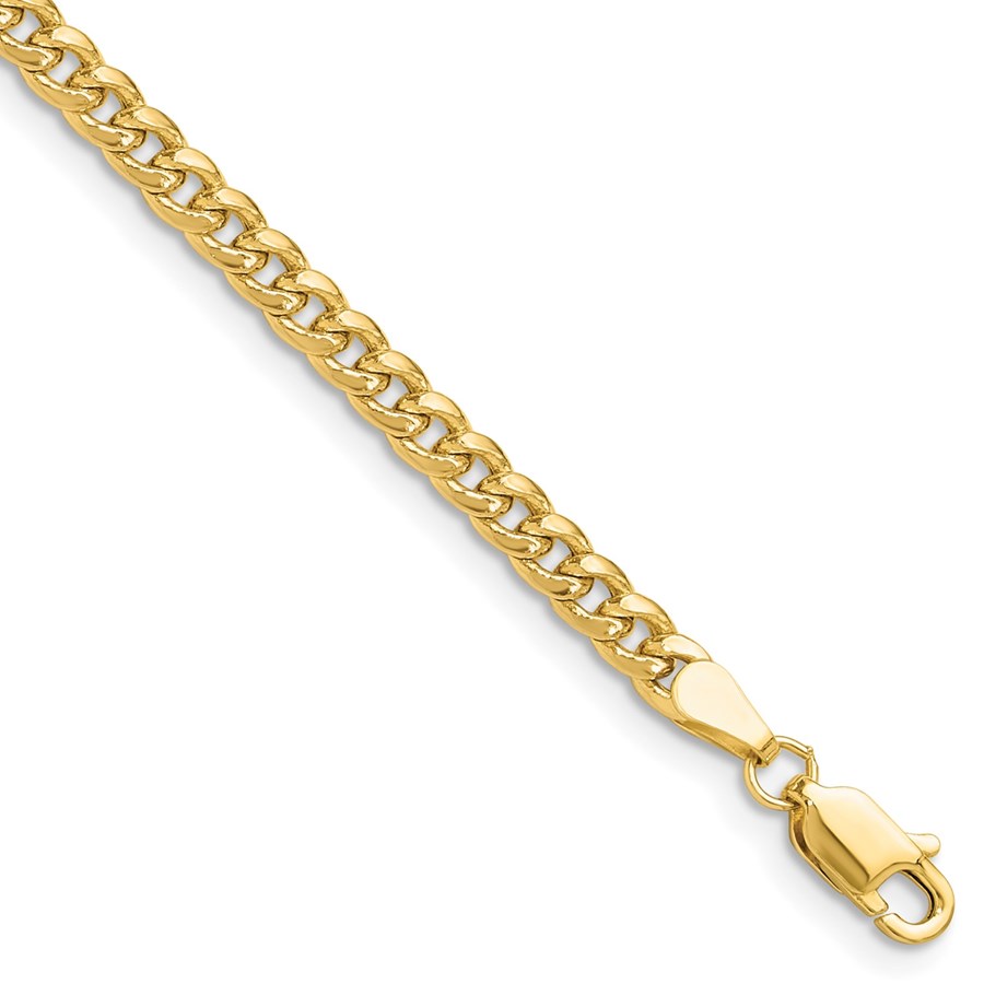 14K Yellow Gold 3.5mm Semi-Solid Miami Cuban Chain - 7 in.