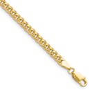 14K Yellow Gold 3.5mm Semi-Solid Miami Cuban Chain - 8 in.