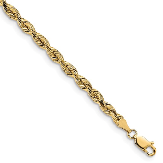 14k Yellow Gold 3.75 mm Diamond Cut Silky Rope Chain - 8 in. 14k Yellow Gold 3.75 mm Diamond Cut Silky Rope Chain - 8 in.