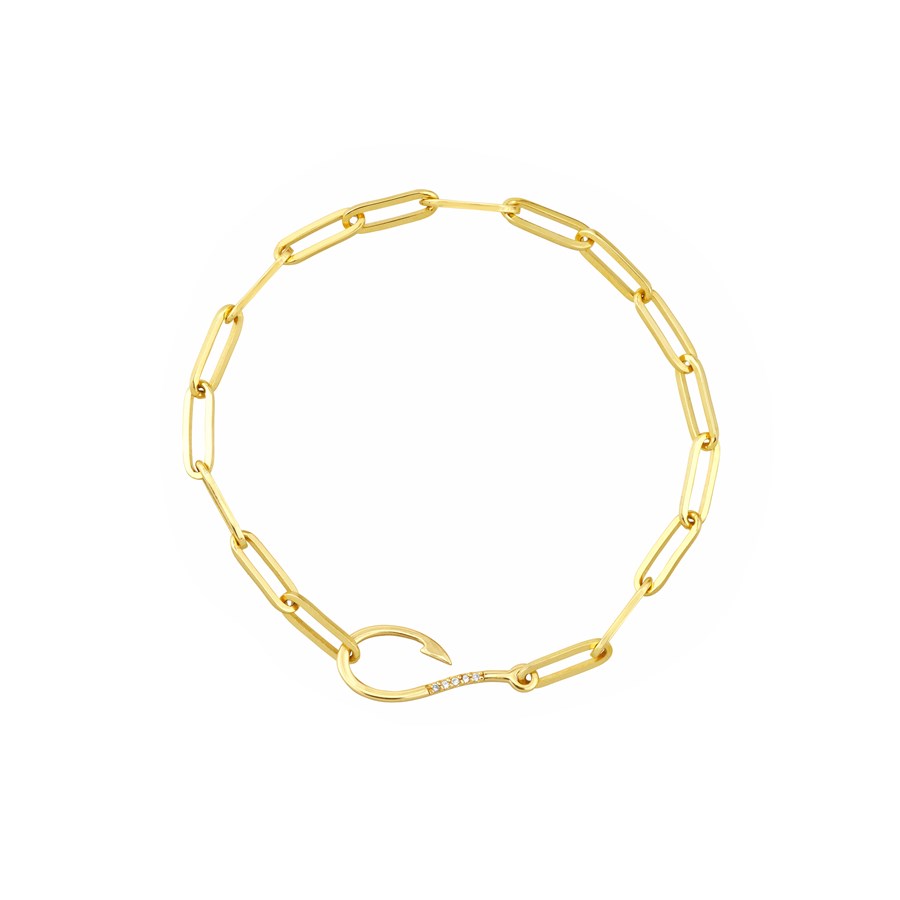 14K Yellow Gold 3.8 mm Paper Clip Chain Bracelet 7.5 in.