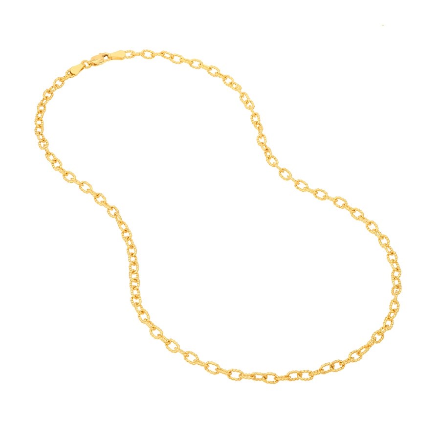 14K Yellow Gold 3.8 mm Textured Forzentina Chain - 18in.